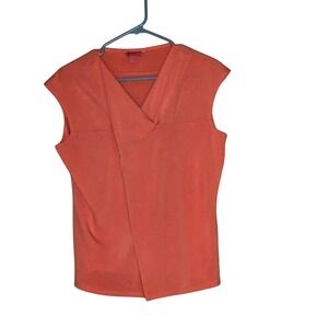Sunny Leigh Coral Sleeveless V-Neck Blouse Made in USA Size L Business‎ Casual